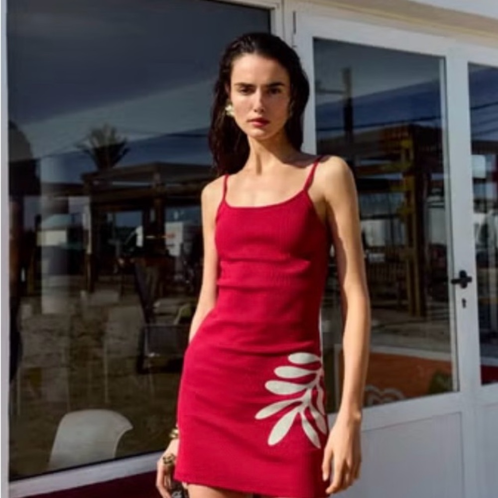 Reformation Ibiza Mini Dress Red White Floral Print Size NWT Summer Vacation - Picture 7 of 9